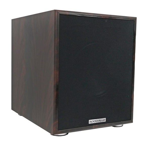 Rockville Rock Shaker Dark Wood 400w 8" Powered Home Theater Subwoofer Sub