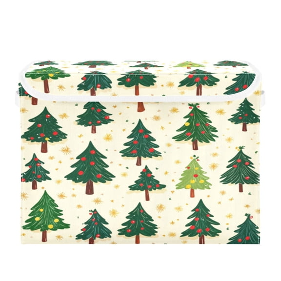 Storage Box With Lid 16.5x12.6x11.8In Foldable Stacked Household Storage Box Green Christmas Tree