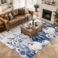 thumbnail image 3 of Area Rugs 5'x7', Thanksgiving Blue Pumpkins Carpet Runner Indoor Outdoor Rugs Home Decor Aesthetic, Fall Eucalyptus Farmhouse Wooden Non Slip Mats Washable Accent Rug for Living Room Bedroom, 3 of 8