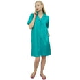 thumbnail image 4 of Bimba Women's Sleepshirt Notched Collar Turquoise Night Dress With Pockets-6, 4 of 5
