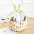 thumbnail image 5 of JeashCHAT Woven Easter Basket with Handle, Easter Bunny Basket, Easter Egg Candy Storage Basket with Cute Rabbit Ears, Easter Gift Basket Picnic Basket, White, 5 of 7