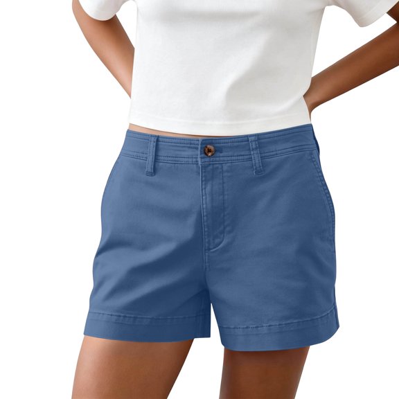 GERsome Womens Shorts with Pockets Summer Casual Vacations Wide Leg Shorts Blue Size S