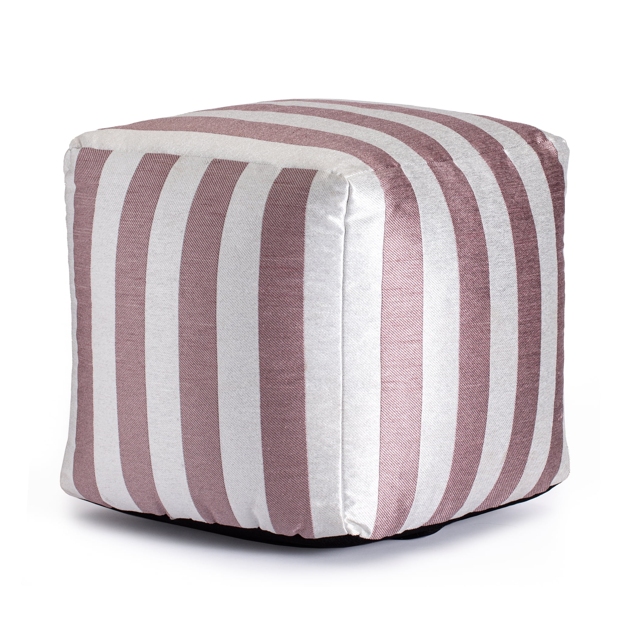 Cape May Rose 18" x 18" x 18" Pink & Ivory Pouf