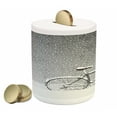 thumbnail image 1 of Winter Piggy Bank, Bicycle Covered Snow Cold Weather Seasonal Calm Scenery Christmas Inspired, Ceramic Coin Bank Money Box for Cash Saving, 3.6" X 3.2", Taupe White, by Ambesonne, 1 of 4