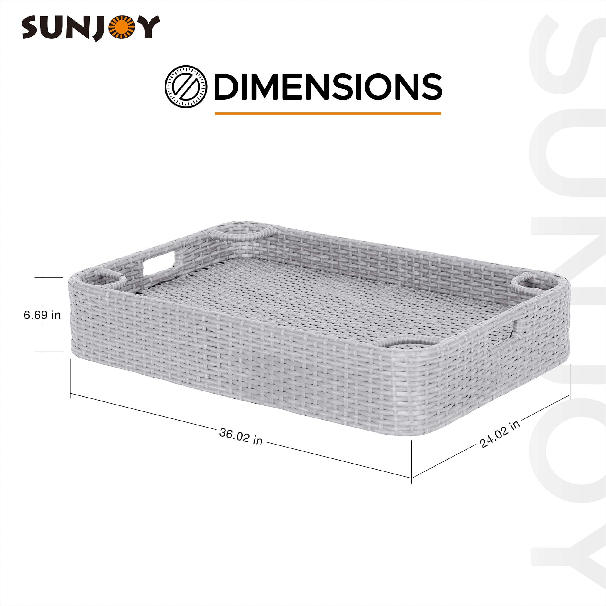 Sunjoy Plateau flottant en osier 36x24'',Gris