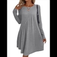 thumbnail image 3 of Vestido de Mujer de Larga, Cuello Redondo, Cintura Alta y Cintura Irregular. Gris M, 3 of 8