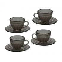 4x Dollhouse Tea Cup Set, Pretend Play Realistic 1:6 Scale, Dollhouse Furniture Mini Tableware Doll House Decoration for Micro, Landscape Decor Gray