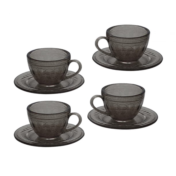 Juego de 4 tazas de té en miniatura para casa de muñecas, vajilla pequeña, muebles para casa de muñecas a escala 1/6 Gris