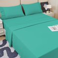 thumbnail image 3 of Czcpp-Très Grand Draps, Draps Rafraîchissants en Microfibre Douce Bleu Sarcelle avec Sangles d'Angle, Ensemble de Literie de Luxe Turquoise à Poches Profondes pour Hôtel Confortable, 3 of 4