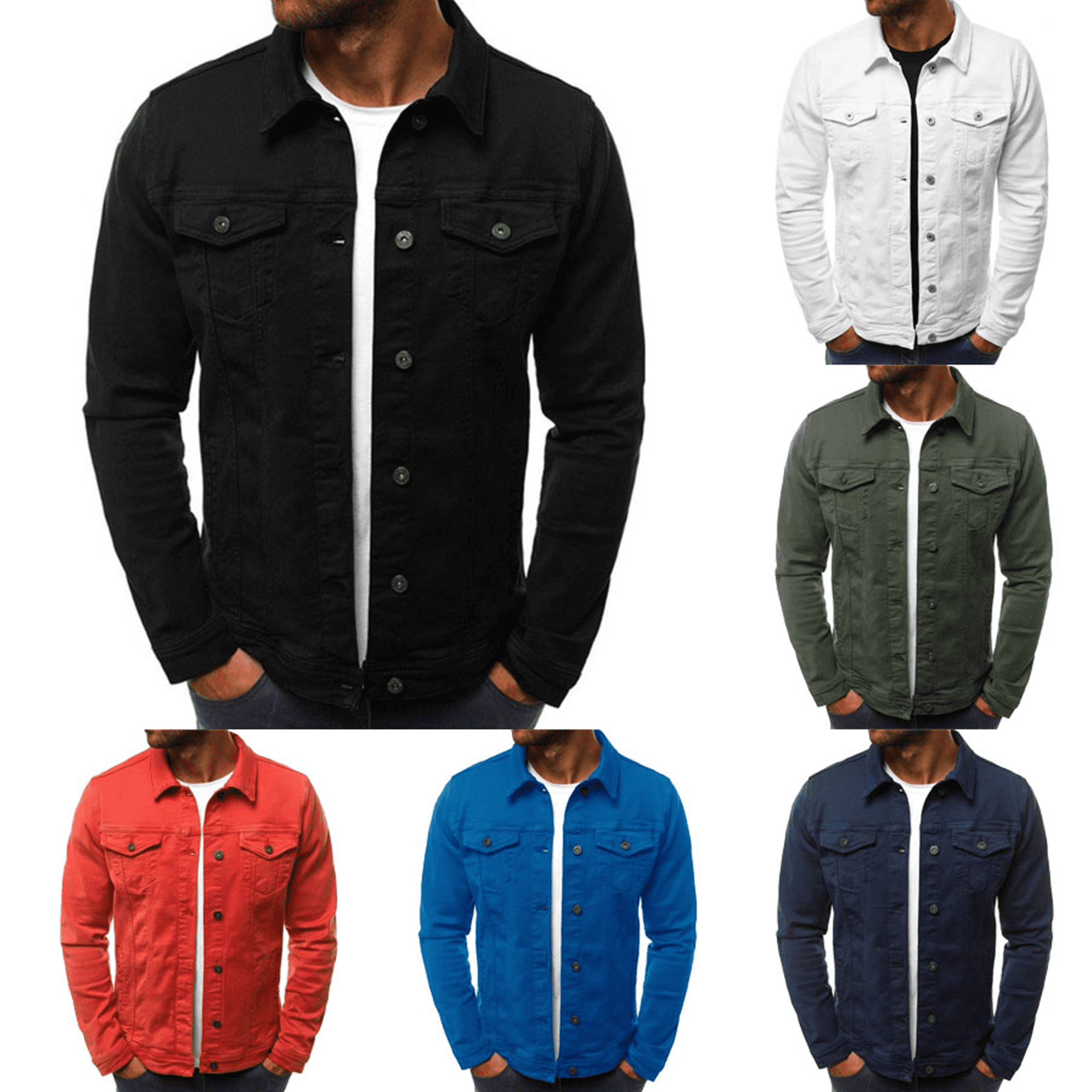 New Men's Slim Fit Classic Retro Thicken Coat Jean Denim Jacket Lapel Outerwear