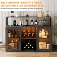 thumbnail image 7 of Wine Bar Cabinet, Farmhouse Liquor Cabinet with Led Light and Power Outlets, Bar Cabinet for Home with Wine Racks and Glass Holder for Kitchen, Dining Room, Living Room, 7 of 7