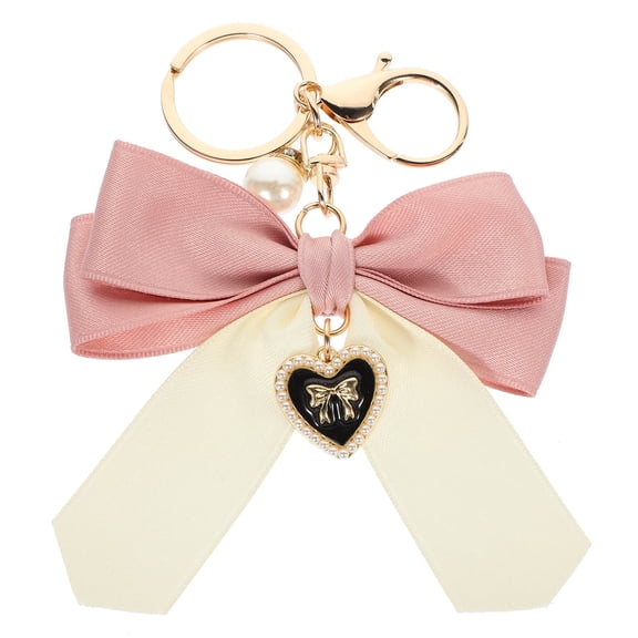 HAMPPLIES Creative Bag Pendant Keychain Elegant Bow Design Fabric 1Pack for Women Gifting