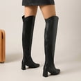thumbnail image 4 of Viluyesy Over The Knee Boots for Women Faux Leather Pointed Toe Chunky Heel Side Zipper Comfortable Dress Shoes Black Size 7, 4 of 9