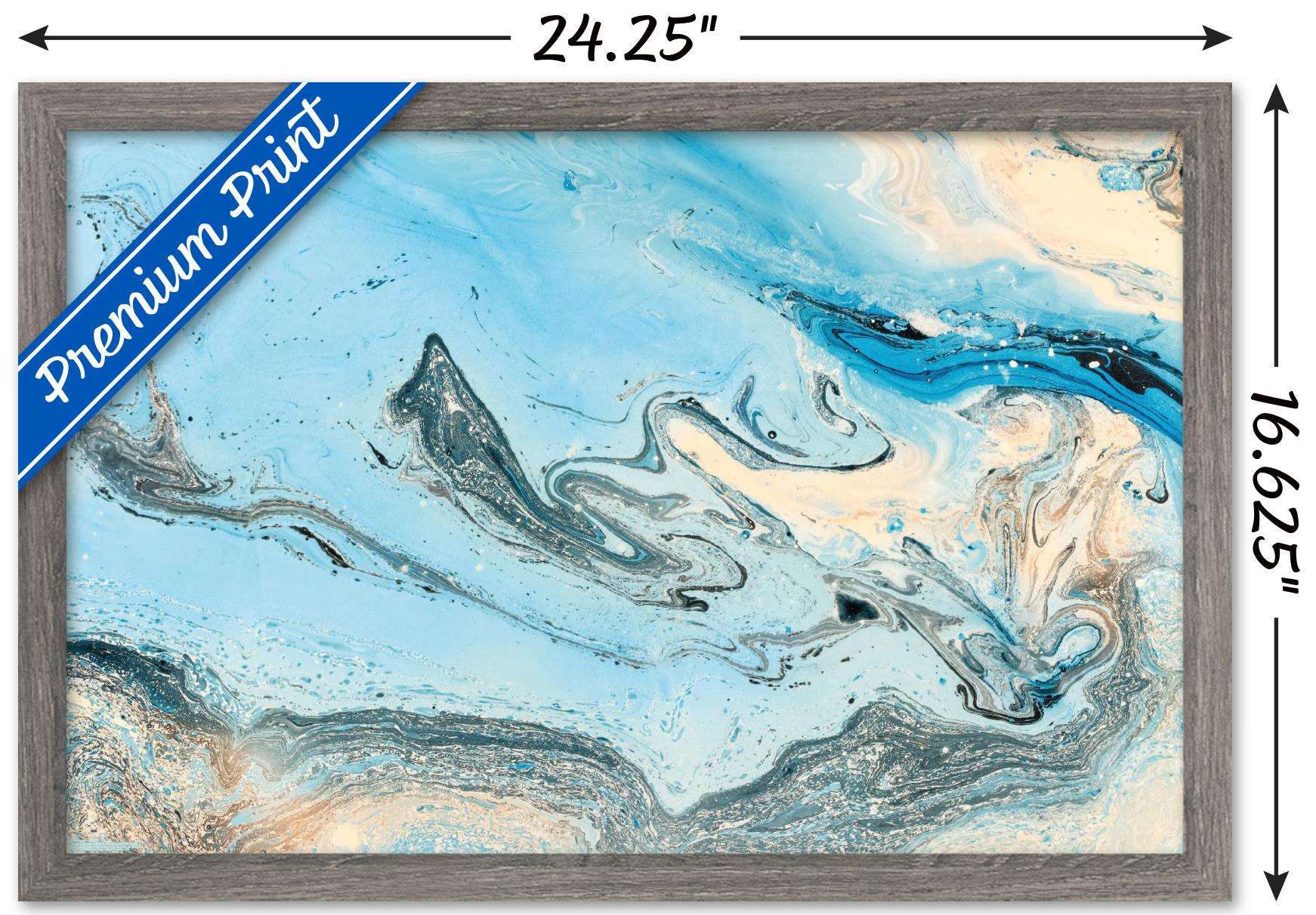 Frosted Art Trend - Marble Wall Poster, 14.725" x 22.375", Framed