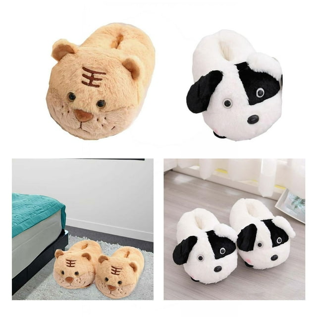 2 pares de pantuflas divertidas con animales cálidos de peluche Soledad Zapatillas de mujer antideslizantes para casa tamaño UE 35-43 Felpa Zapatillas de mujer