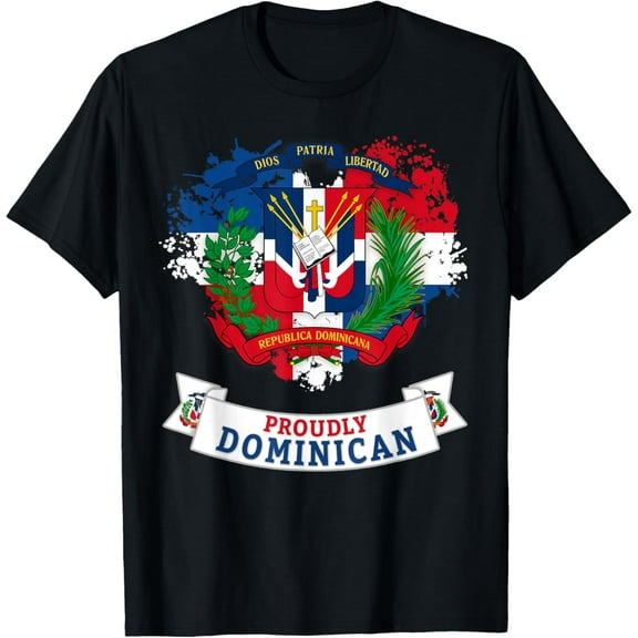 Coat of Arms Republica Dominicana For Kids & Dominican Flag T-ShirtMen and women, Black T-shirt, size: Extra large S-4XL