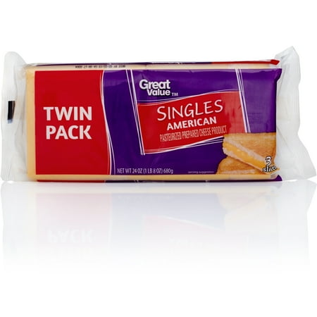 Great Value Singles Twin Pack American Cheese Slices, 32 count, 24 oz