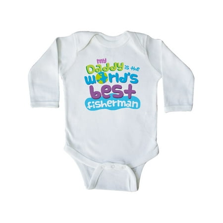 

Inktastic Fishing Worlds Best Fisherman Daddy Gift Baby Boy or Baby Girl Long Sleeve Bodysuit