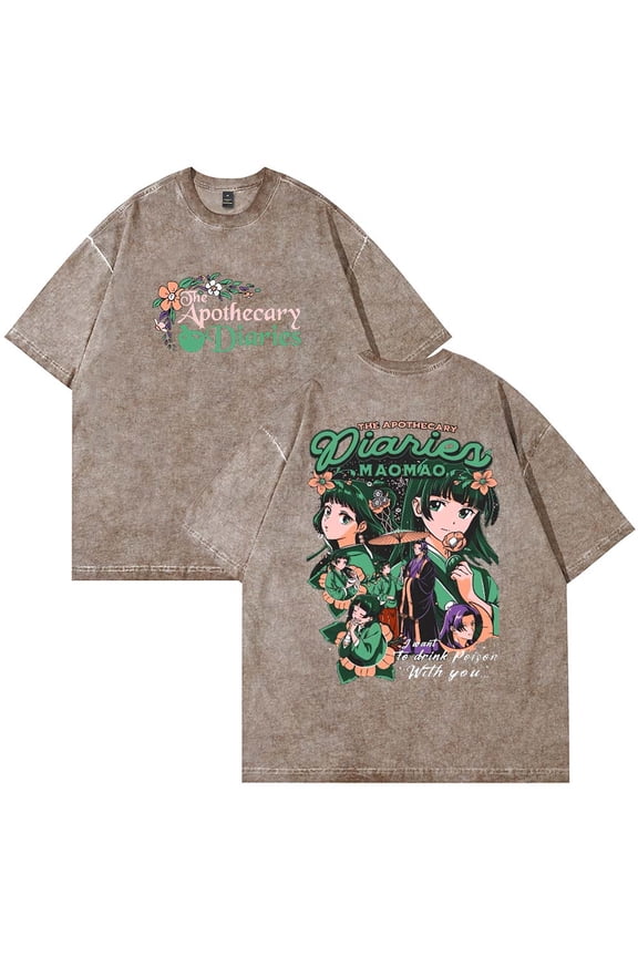 Anime The Apothecary Diaries Maomao Merch T-Shirt Cotton Wash Tee Women Men Short Sleeve Crewneck Tee