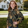 thumbnail image 3 of Uorisanigo Girls Half Zip Sweatshirt Oversized Long Sleeve Zipper Sweatshirt School Drop Shoulder Dead Branch Leaf Print Athletic Tops Outerwear Fall Clothes Quarter-Zip Pullover Jacket, 3 of 7