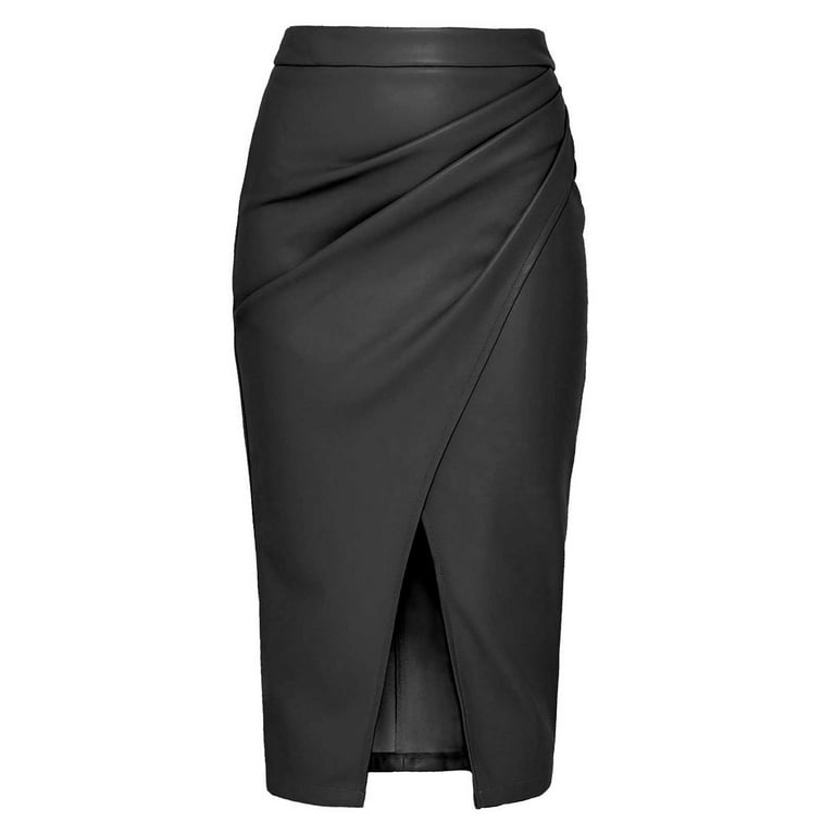 Bodycon Skirt Black Skirt Zip Back Riforla Women's Leather Midi