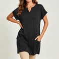 thumbnail image 2 of Guluxicc V Neck T Shirts for Women Plus Size Solid Color Long Length with Pockets Loose Fit Casual Womens Tee Shirts, 2 of 6