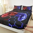 thumbnail image 3 of jejeloiu Kids Gamepad Twin Sheet Set,Console Games Red Purple Ombre,Microfiber Decor For Boys,3-Piece, 3 of 7