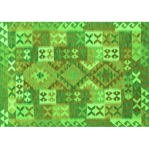 Ahgly Company Indoor Rectangle Southwestern Green Country Area Rugs, 7' x 10'