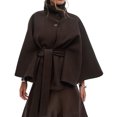 thumbnail image 4 of Wutalume Women's Fashion Solid Color Hooded Button Up Belted Trench Coat Jacket, Classic and Elegant Outerwear for Office and Casual Occasions,Coffee S, 4 of 6