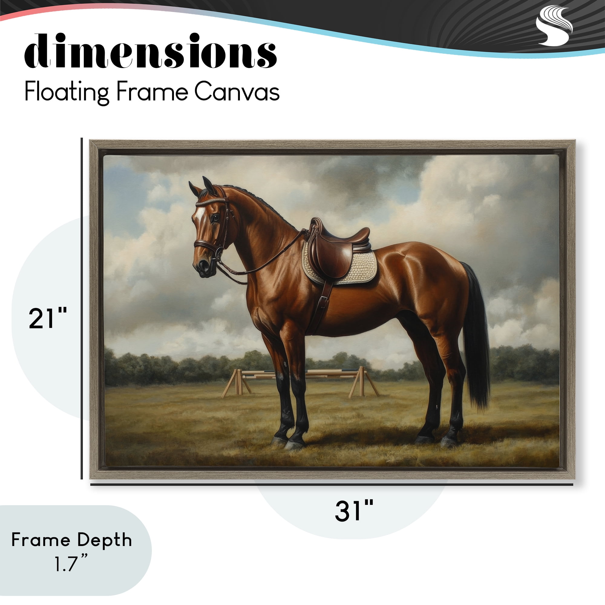Stupell Industries Red Mare in Pastoral Landscape Brown Framed Floater Canvas Wall Art, design by Petal Prints Design