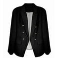 thumbnail image 3 of Casual Tweed Blazers for Women 2025 Long Sleeve Double Notch Lapel Collar Business Casual Work Office Jacket, 3 of 5