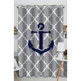 thumbnail image 1 of Cortina de ventana ABPHQTO Quatrefoil gris con ancla azul tamaño 130x210 cm, 1 of 2