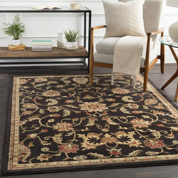 Hauteloom Salona Living Room, Bedroom Area Rug - Traditional - Black, Mustard, Dark Brown - 3'11" x 5'3"