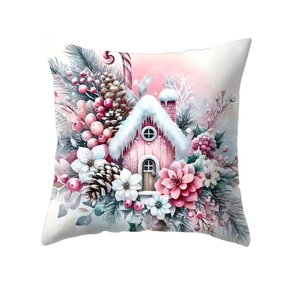 E Set Of Four Christmas Cotton Pillowcases 45X45Cm 17.7X17.7 Inches Soft Bedding For Festive Home Decoration And Styling