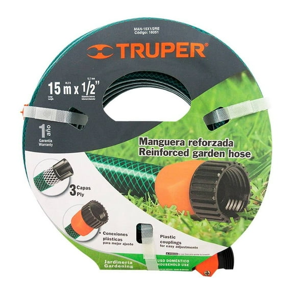 Manguera Truper Reforzada 15 m x 1/2 Pulgada