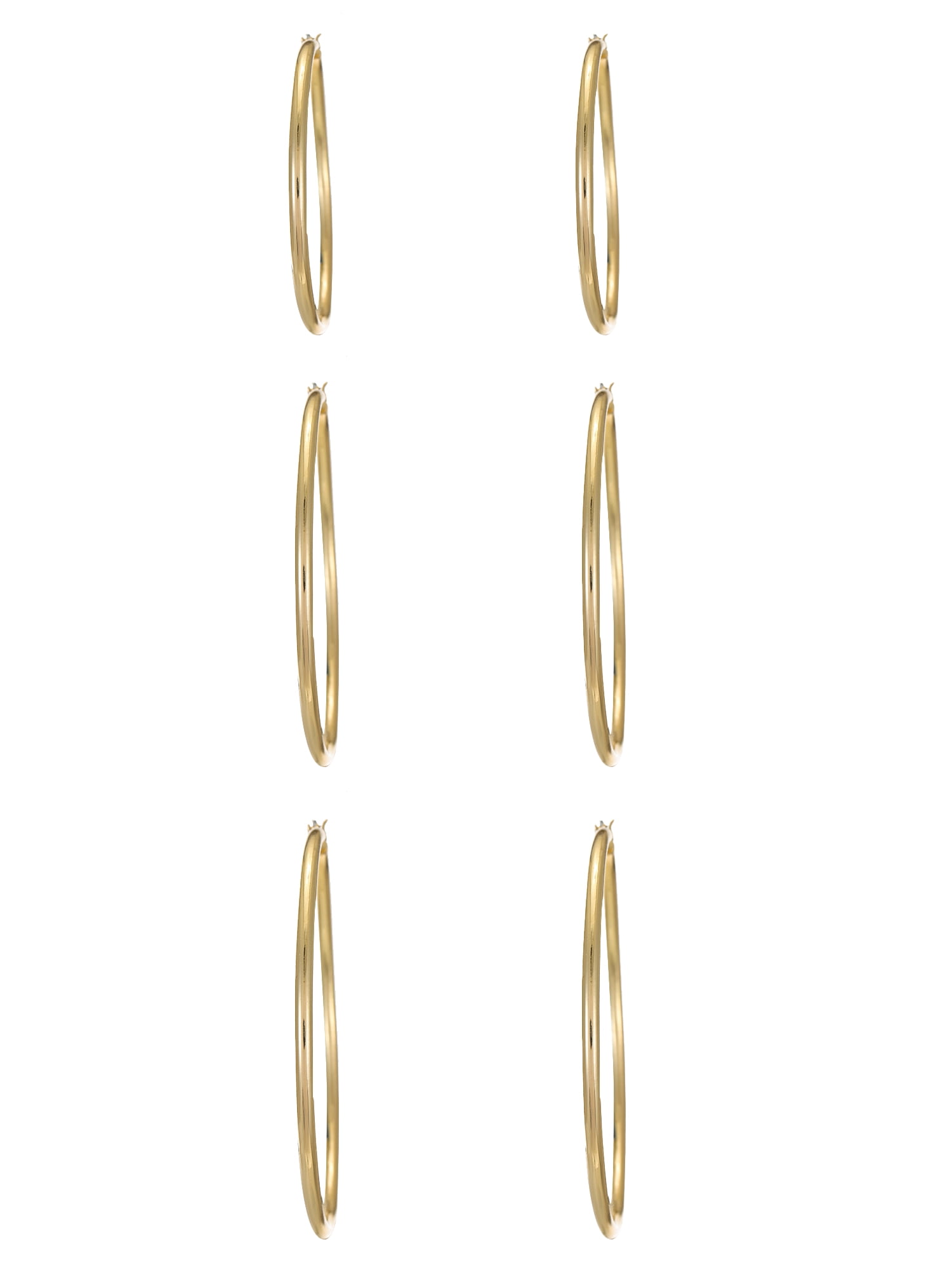 Women's Gold-tone Hoop Earrings, 3 Pairs