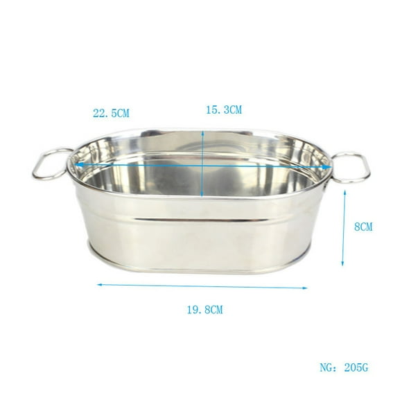 Stainless Steel Mini Snack Barrel Icing Bucket French Fries Tin Pails Oval Seafood Plate
