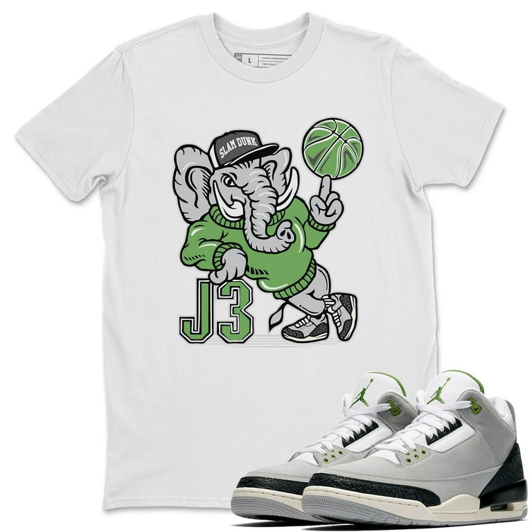 AJ3 Elephant White T Shirt Jordan 3 Chlorophyll Sneaker Top AJ3 Matching Tee White X Large Walmart