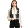 thumbnail image 1 of Traje De Navidad Para Mujer Chaleco De Satén Con Cierre De Botón Y Estampado Floral Negro M, 1 of 6