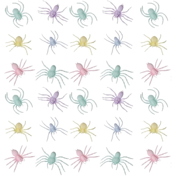 Creepy Assorted Pastel Plastic Spiders - 2" x 2" (Pack of 30) - Unique & Durable Design - Perfect for Halloween Decorations & Pranks