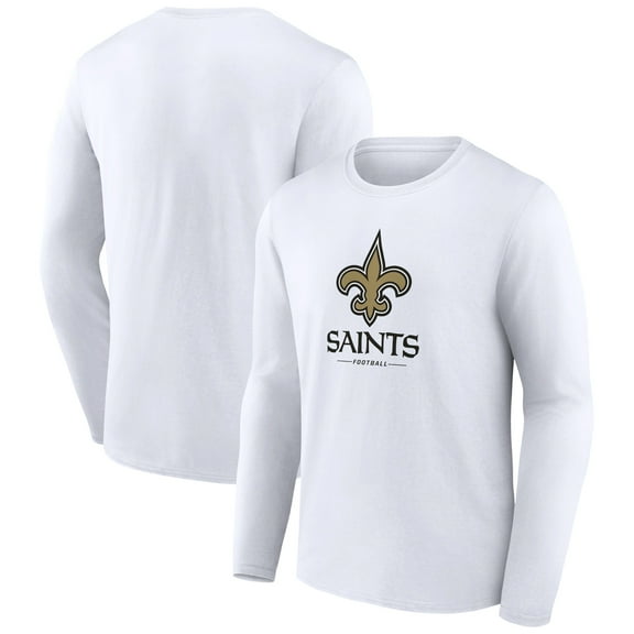 Men's White New Orleans Saints Logo Team Lockup Long Sleeve T-Shirt