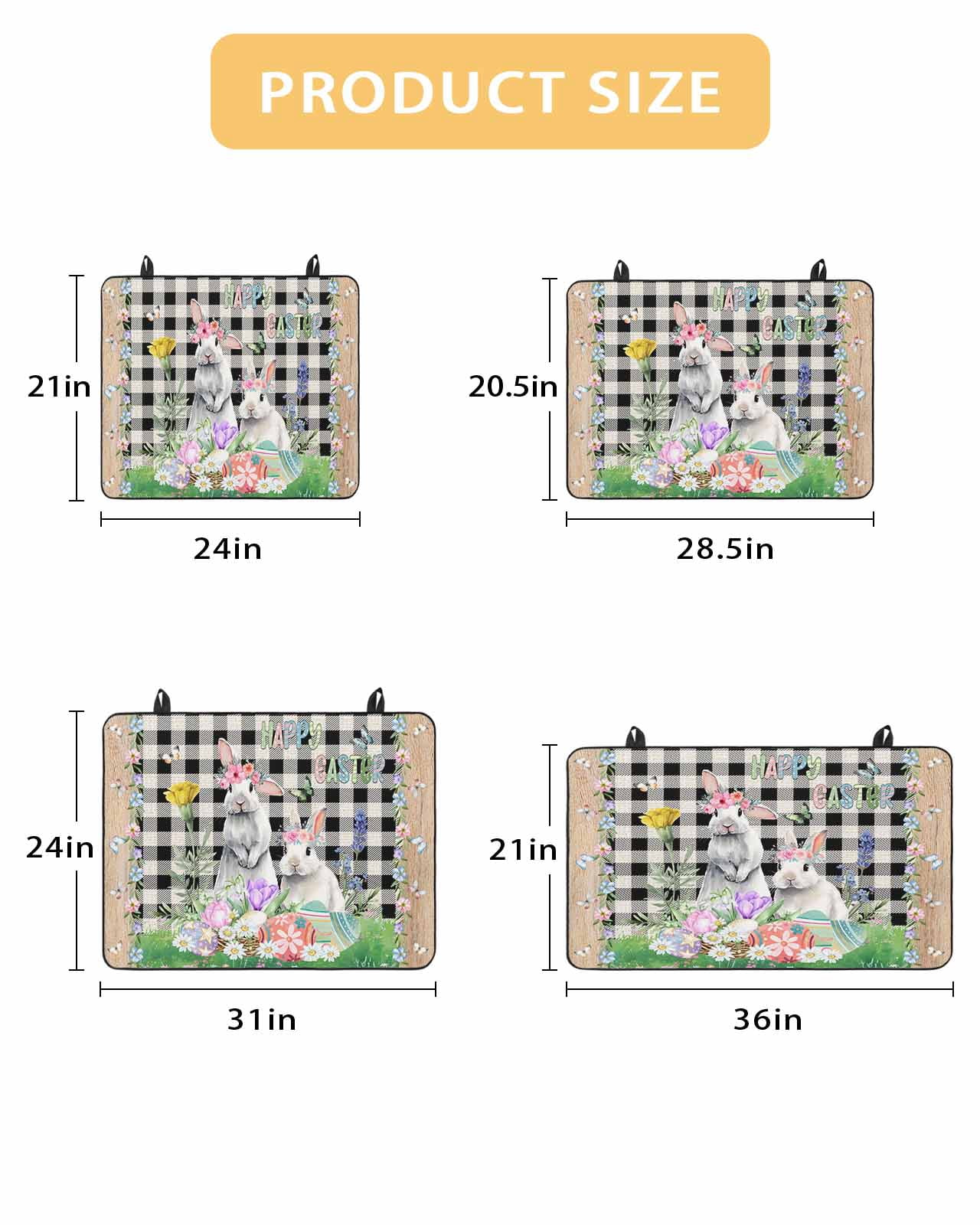 Large Induction Cooktop Protector Mat Easter Stove Top Covers for Electric Stove, Spring Rabbit Flowers Colorful Eggs Black Lattice Decorative Stove Burner Cover Mats, Glass Top Stove Cover