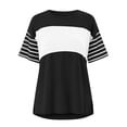 thumbnail image 5 of ClodeEU Women's Color Block Crew Neck Short Sleeve T-Shirt,Casual Loose Fit Tee Black,Women's Plus S, 5 of 5