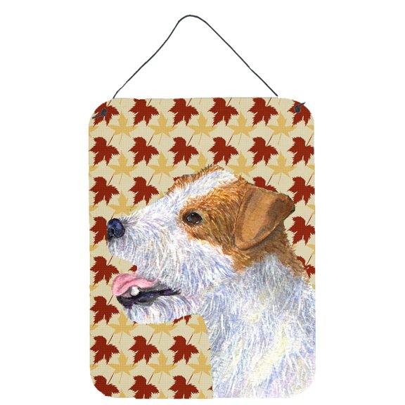 Jack Russell Terrier Fall Leaves Portrait Wall or Door Hanging Prints