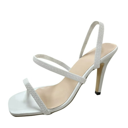 

LIANGP Women s Sandals Large High Fashion Women s Color Thin Heel Size Casual Sandals Solid Women s Sandals Shoes White Size 9