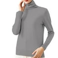 thumbnail image 2 of Glimpses Clothing Thermal Underwear Top New Internal Turtleneck Sweater Women Autumn And Winter Pile Collar Elastic Bottom Shirt Slim Knitted Top Gray S, 2 of 4