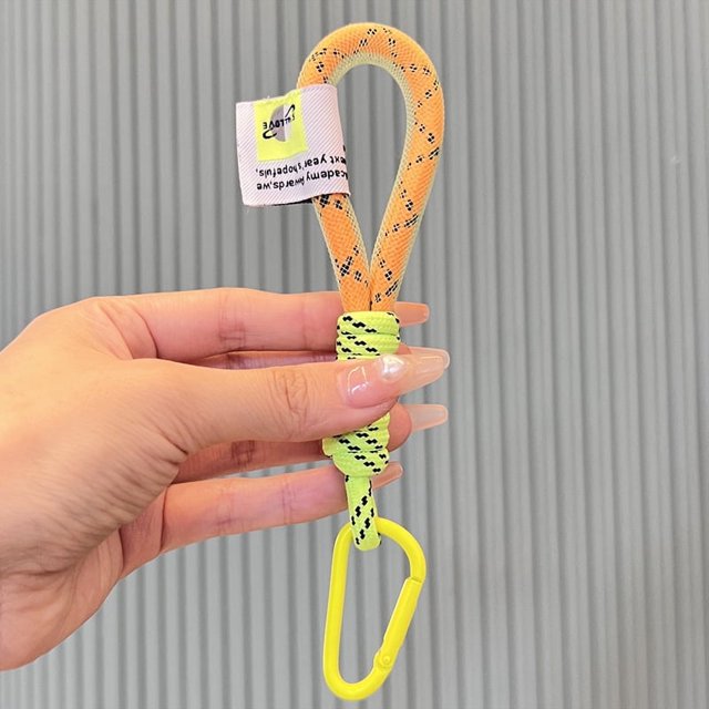 Llavero tejido con hebilla de cuerda hecha a mano de gasa de dos colores, colgante de jeans de moda, accesorio para llaves personalizado