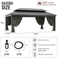 thumbnail image 2 of Pakunoda 16' X 6.5' Gazebo Universal Replacement Privacy 4-Panel Curtains, Waterproof Outdoor Curtains Grey Sidewall with Zipper for Patio Garden Backyard 12' X 20' Gazebo, Curtain Only, 2 of 8