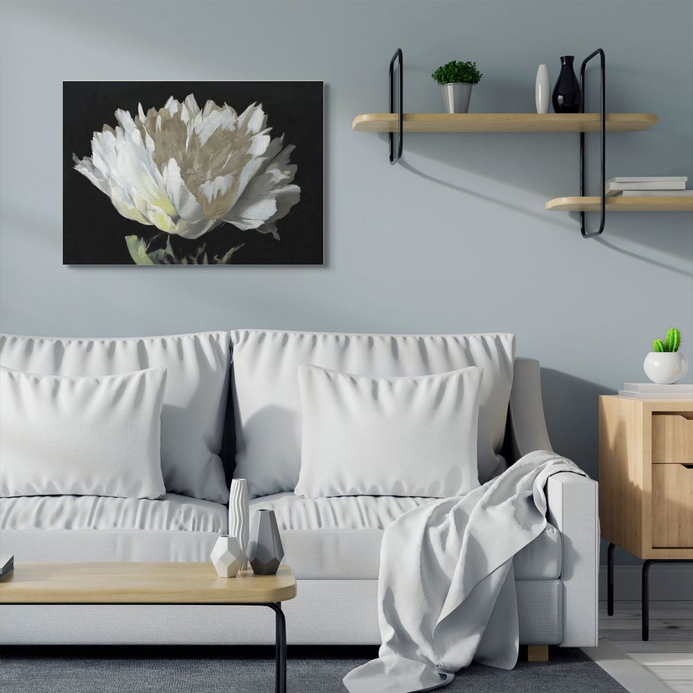 Stupell Industries Flower Bloom Gold White Painting Canvas Wall Art by Third and Wall