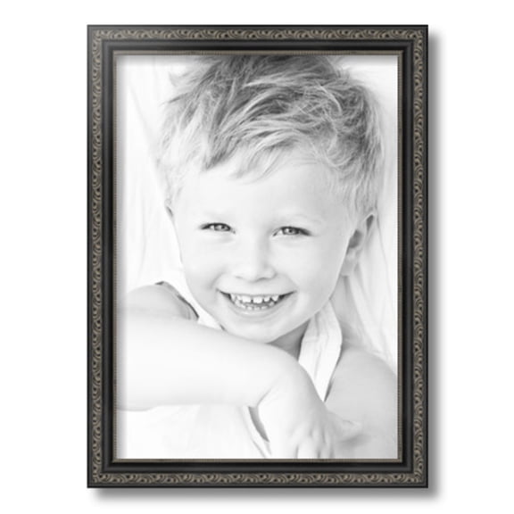 ArtToFrames 12" x 17" Antique Black Picture Frame, 12x17 inch Black Wood Poster Frame (WOM-5106)